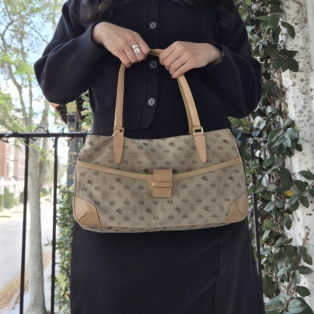 Etro Milano Paisley Canvas & Leather Shoulder Bag – Italy – Dust Bag Included